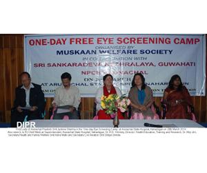 First Lady of Arunachal Pradesh Smt Jyotsna Sharma in the One-day Eye Screening Camp at Arunachal State Hospital, Naharlagun on 29th March 2014. Also seen (L to R) Chief Medical Superintendent, Arunachal State Hospital, Naharlagun, Dr. R.D. Khrimey, Director, Health Education, Training and Research, Dr. Moji Jini, Secretary Health and Family Welfare Smt Indira Mallo and Secretary Civil Aviation Smt Shilpa Shinde